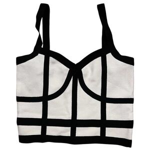 NWT bebe Colorblock Bandage Bustier Crop Top XS Black White Corset